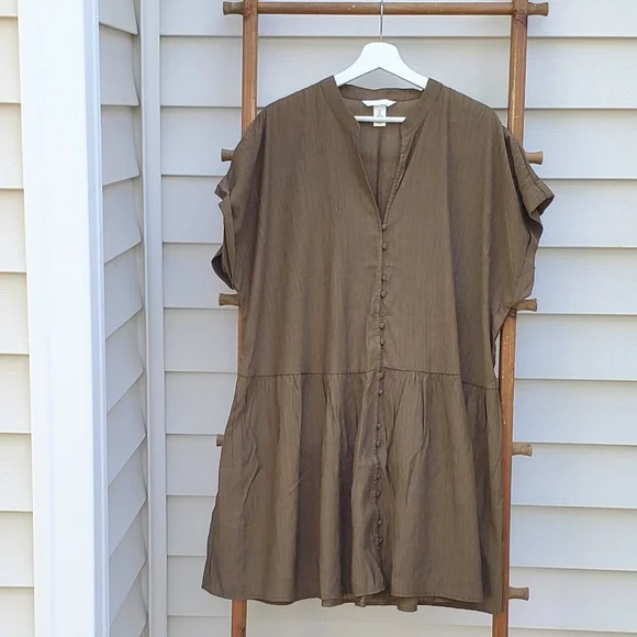 NEW! H&M Crinkled Tunic Dress Size L - Picture 2 of 5